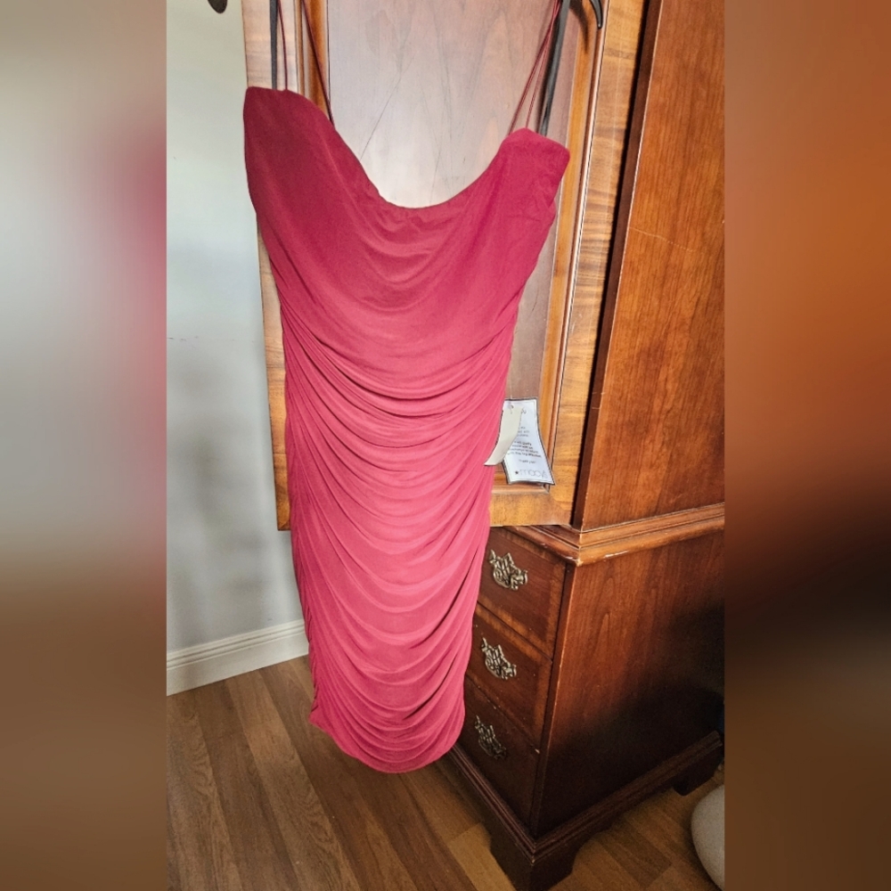 Burgundy ruched dress